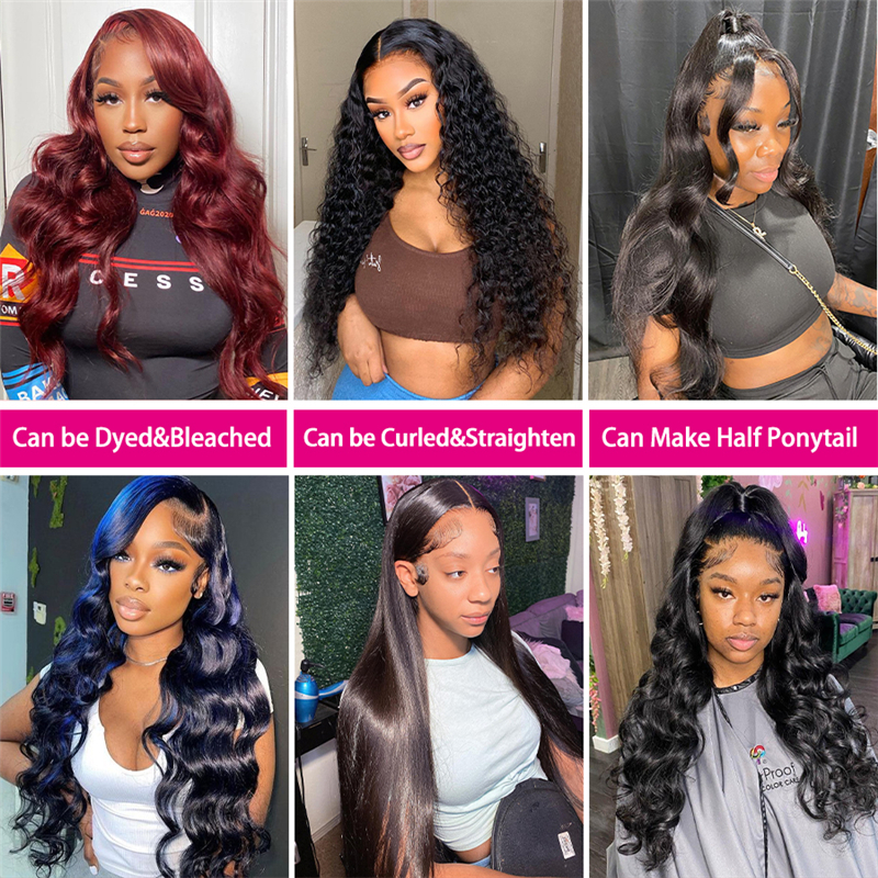 32 34 36 Inch Long Body Wave 13x4 Transparent Lace Full Frontal Wigs - 图片 7